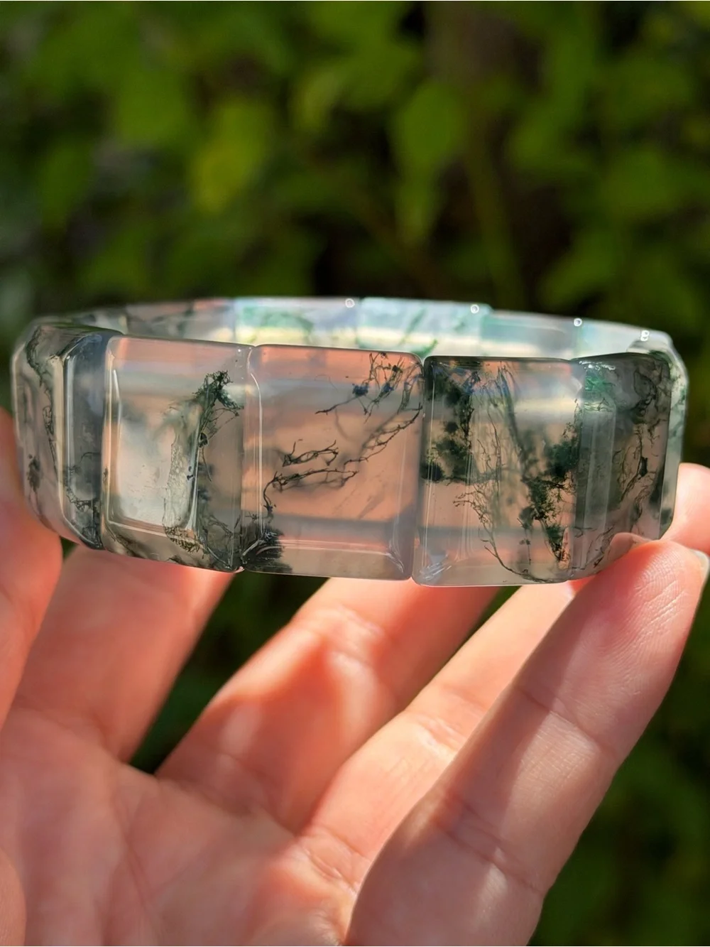 High Quality Translucent Moss Agate Soft Bangle 1661